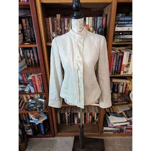 Armani collezione cream linen jacket mandarin collar nwot sz 6